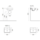 Waschtisch Optima X 1.2 400x320mm, m.HL, m.ÜL, weiss