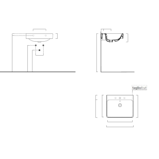 Waschtisch Optima X 1.2 600x500mm, m.HL, m.ÜL, weiss