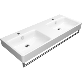 Doppel-Waschtisch Optima X 1.2 1250x500mm, o.HL, m.ÜL, weiss