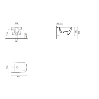Wand-Bidet Optima X 1.2 545x370 mm, m.HL, weiss CATAgl+