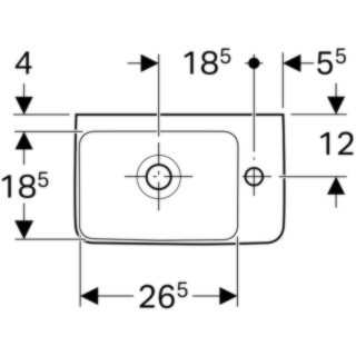 HWB Renova Nr. 1 Comprimo 400x250mm, weiss(alpin), HL re, m ÜL