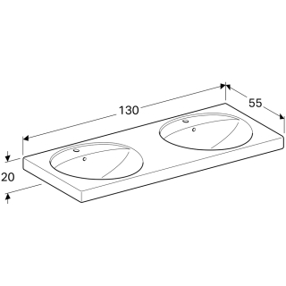 Doppelwaschtisch PRECIOSA 130x55 cm, weiss KeraTect