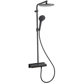 Armaturen-Brausegarnitur-Duschsystem schwarz matt, Thermostat AP