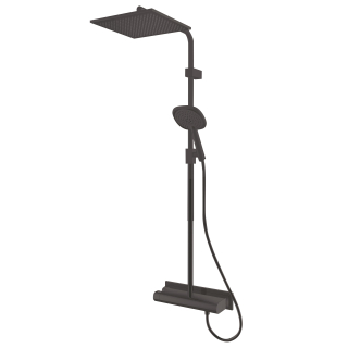 Armaturen-Brausegarnitur-Duschsystem schwarz matt, Thermostat AP