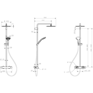 Armaturen-Brausegarnitur-Duschsystem chrom, Thermostat AP