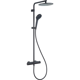 Armaturen-Brausegarnitur-Duschsystem schwarz matt, Thermostat AP