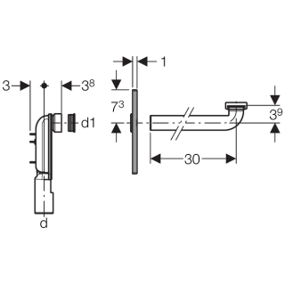 Sichtteil Waschtisch UP-Sifon Abdeckplatte chrom hochglanz