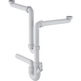 152.890 Spültisch Fertigablauf 2tlg Doppelkammersifon, 6/4ÜM x 40mm