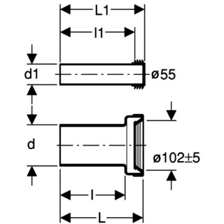 WC Anschlussgarnitur Abgang D 90 mm, Länge 185 mm