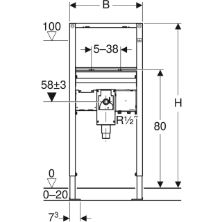 Geberit Duofix Element für Waschtisch, 112 cm, Standarmatur mit Unterputz