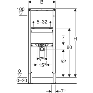 111.267 DUOFIX WT-Element schmal 112cm, Standarmatur, B44cm