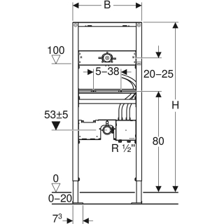 Geberit Duofix Element für Waschtisch, 130 cm, elektr. Wandarmatur mit Unterputz