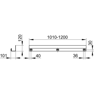 Duschablage weiss, Breite 1010 - 1200 mm