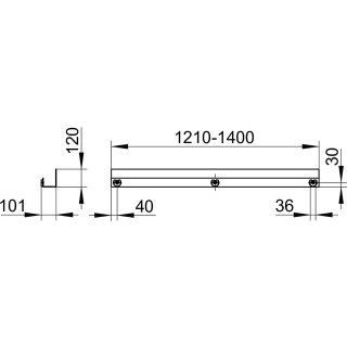 Duschablage weiss, Breite 1210 - 1400 mm