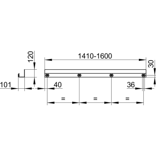 Duschablage weiss, Breite 1410 - 1600 mm