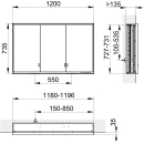 CH-Spiegelschrank DIAMANT ALVA B 1200 mm, H 735 mm, T 165 mm
