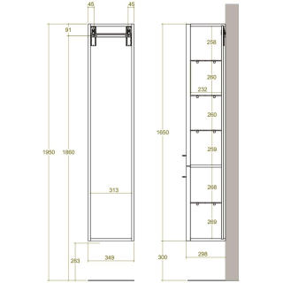 Hochschrank SMARAGD GREEN, B 350 x T 300 x H 1650 mm