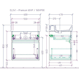 Waschtischunterschrank LANO B 550 mm, H 582 mm, T 455 mm