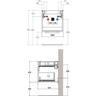 WT-Unterschrank SMARAGD PREMIUM PLUS B 960 x T 445 x H 450 mm