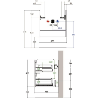 WT-Unterschrank SMARAGD SFERA, B 570 x T 485 x H 550 mm