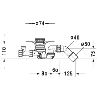 Mehrpreis für BLUE MOON Ab-Überlauf mit Bodenzlauf, chrom