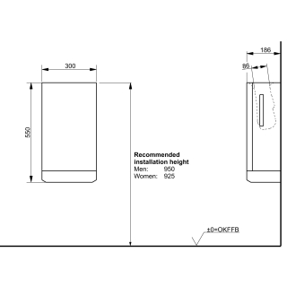 Händetrockner PUBLIC weiss, 300 x 186 x 550 mm, AP