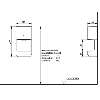 Händetrockner PUBLIC weiss, 245 x 154 x 470 mm, AP