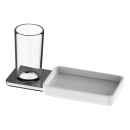 Glashalter LIV und Ablageschale, Schale weiss