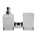 Doppelhalter Cubo Seifenspender und Glas