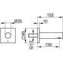 Wanneneinlauf IXMO schwarz matt, Roset. eckig, 90x90 mm