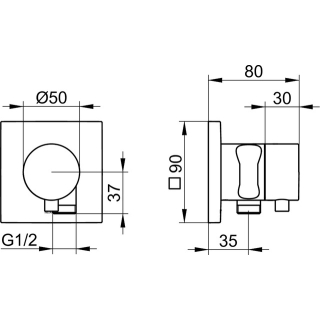 Sichtteil Umstellventil IXMO Rosette eckig, schwarz matt