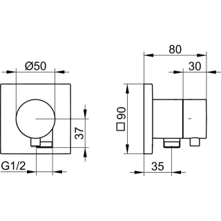 Sicht. Ab-Umstellventil IXMO Rosette eckig, schwarz matt