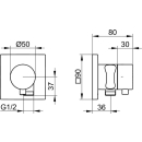 Sicht. Ab-Umstellventil IXMO Rosette eckig, schwarz matt