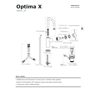 Waschtischmischer Optima X 1.2 m. Ablgarn., Ausld. 140 mm, chrom