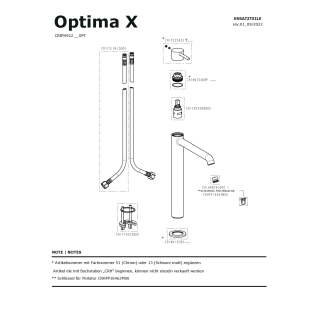 Waschtischmischer Optima X 1.2 o. Ablgarn., Ausld. 200 mm, chrom