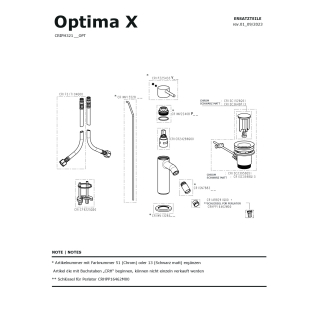 Bidetmischer Optima X 1.2 Ausld. 102 mm, mit Ablgarn., chrom
