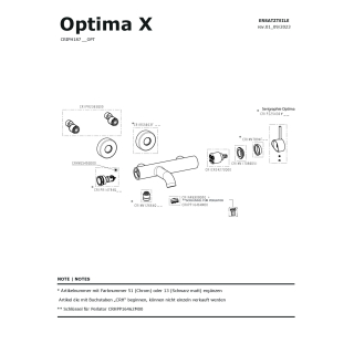Wannenmischer AP Optima X 1.2 Ausld. 180 mm, chrom