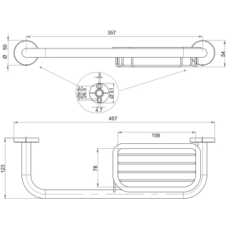Wannengriff SMARAGD LIVIO ADESIO chrom, B 408 mm, Drahtseifenkorb