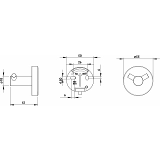 Haken SMARAGD LIVIO ADESIO Ausladung 51 mm, chrom