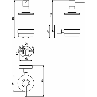 Seifenspender SMARAGD LIVIO ADESIO Mattglas, mit Pumpe oben, chrom