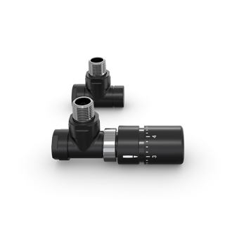 HK-Ventil Set m. Thermostatkopf Typ B Eck, 1/2AGx3/4KV, Brown Quartz