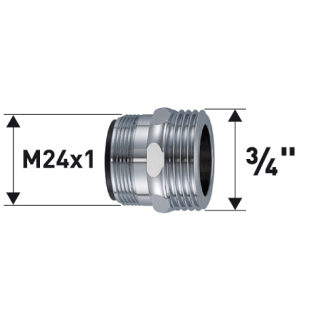 Reduktion Messing verchromt M24X1 X AG 3/4" 12443098