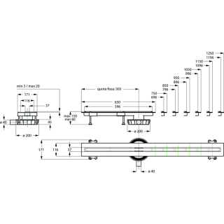 Duschrinne Canalissima DF 80 Alu gebürstet ABG. Ø 50 MM 75020597