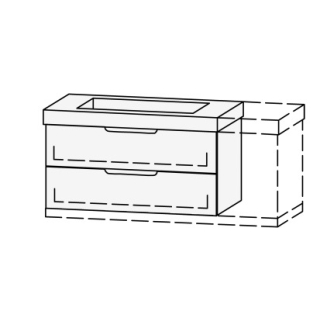 Unterbau Vanity Keramik Mirina 96-131 x 50-55 x 35-50 cm