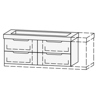 Unterbau Vanity Keramik Mirina 126-156 x 50-55 x 35-50 cm