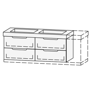 Unterbau Vanity Keramik Mirina 126-156 x 50-55 x 35-50 cm