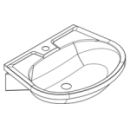 Waschtisch 55 x 45 cm, Siebventil, Armaturenloch