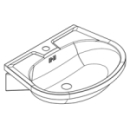 Waschtisch 55 x 45 cm, Kettenventil, Armaturenloch